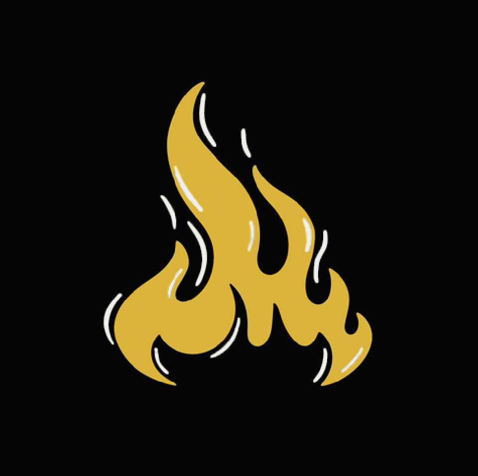 Gold flame logo